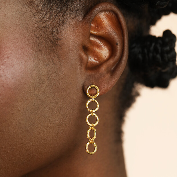 Multi Circle Chain Drop Earrings in Gold