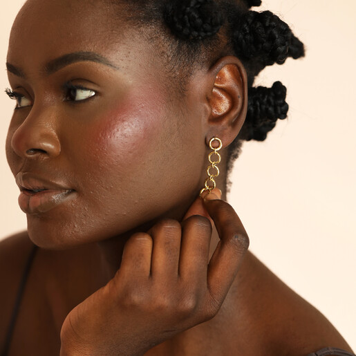 model shot of gold multi circle earrings