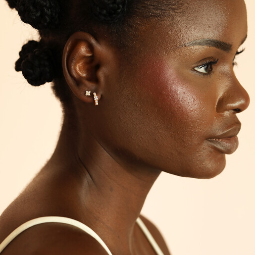 model shot of earrings in gold