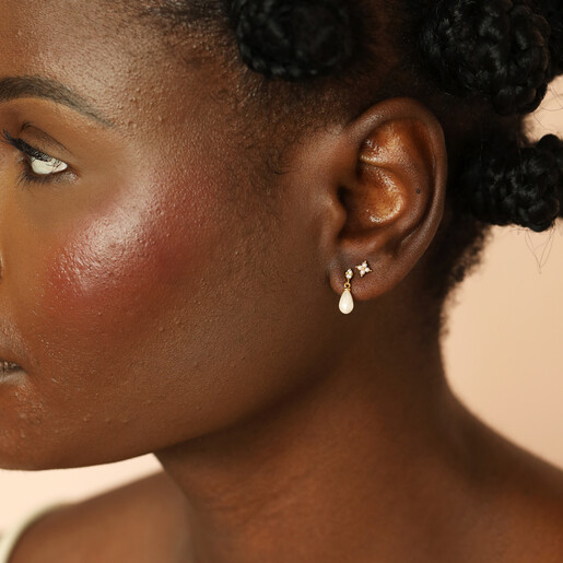 set of earrings in gold on model