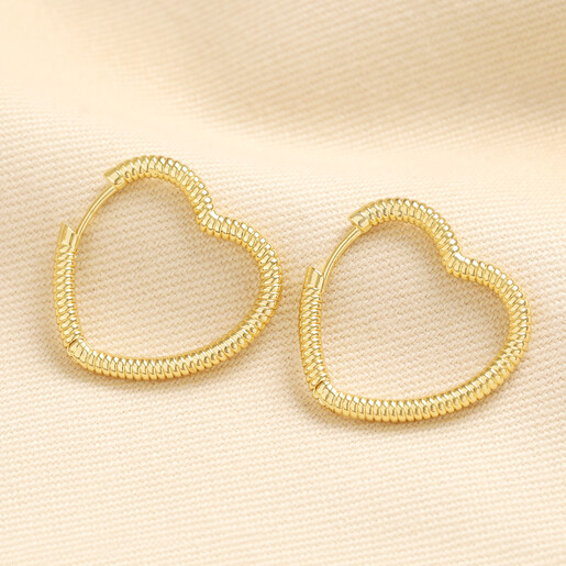heart shaped hoop earrings in gold