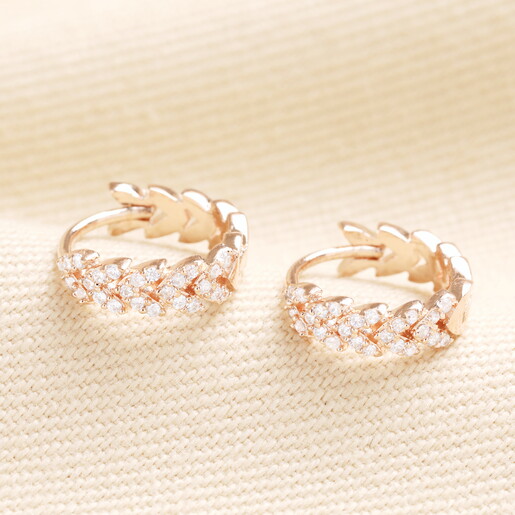 leaf inspired hoop earrings in pink