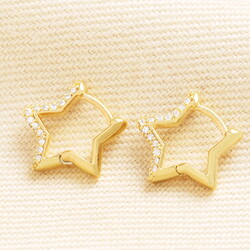 Crystal Star Huggie Hoop Earring in Gold