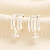 silver post drop hoop earrings in silver