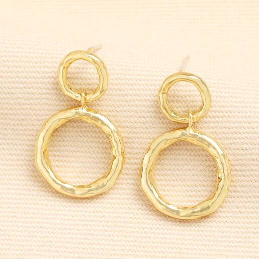14ct gold plated earrings with a hammered design