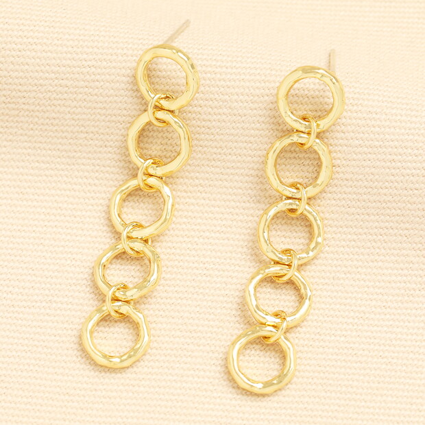 Multi Circle Chain Drop Earrings in Gold