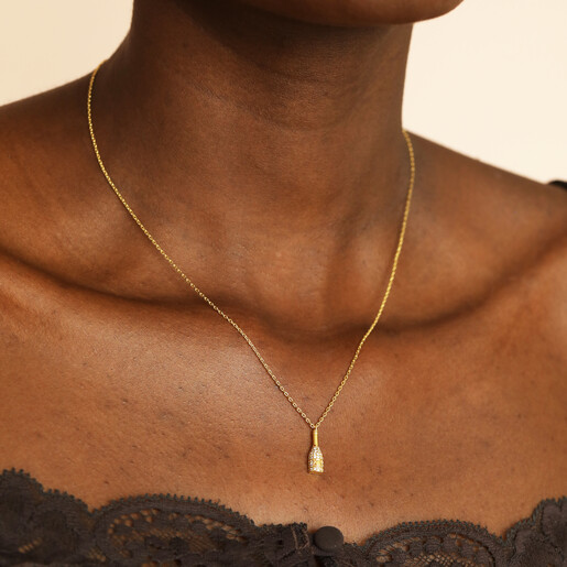 playful pendant necklace in sparkly gold