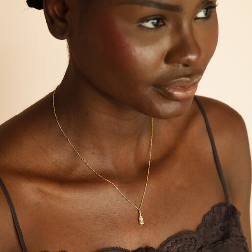 crystal pendant necklace in gold model shot