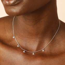 Crystal Star Charm Necklace in Silver