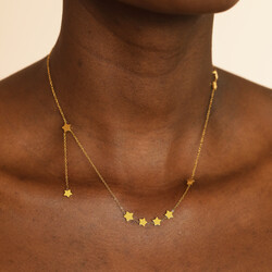 Stainless Steel Star Chain Necklace in Gold