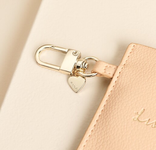 Gold Heart Charm with Personalisation Hand Stamped on Pink Leather Case