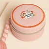 Close-up of the embroidered floral design and Amazing Mama lettering on the lid.