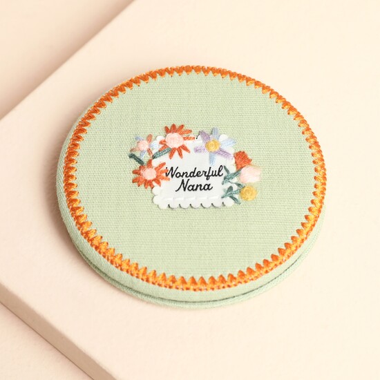 Green Fabric Wonderful Nana Compact Mirror