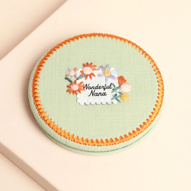 Green Fabric Wonderful Nana Compact Mirror