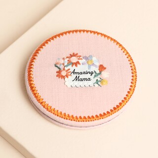 Pink Fabric Amazing Mama Compact Mirror