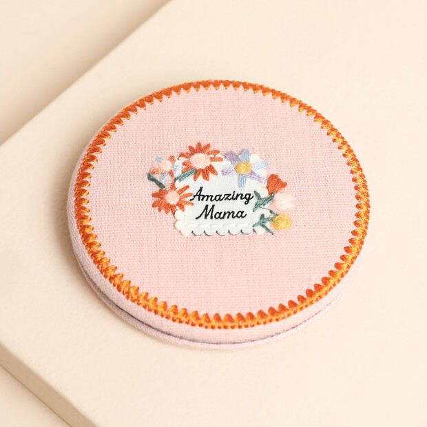 Pink Fabric Amazing Mama Compact Mirror