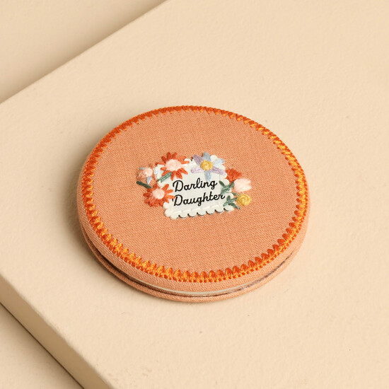 Orange Fabric Darling Daughter Compact Mirror