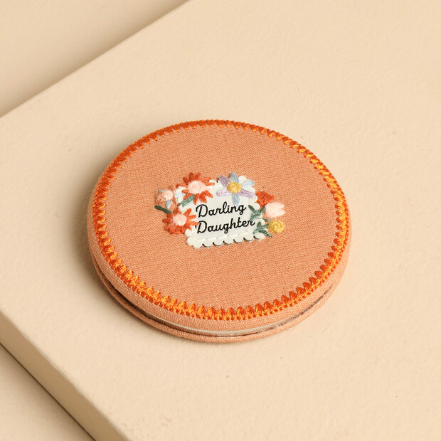 Orange Fabric Darling Daughter Compact Mirror