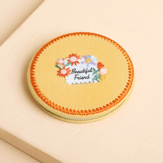 Yellow Fabric Beautiful Friend Compact Mirror