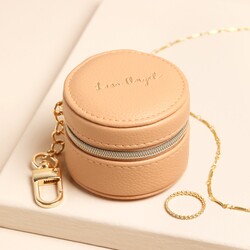 Personalised Charm Blush Beige Vegan Leather Mini Accessories Case