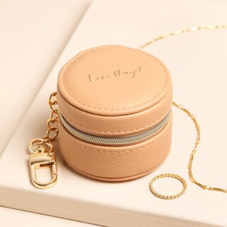 Personalised Charm Blush Beige Vegan Leather Mini Accessories Case