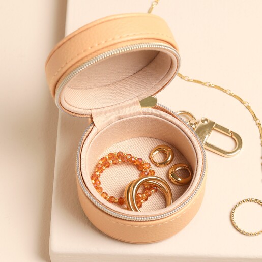Inside Pink Faux Leather Case with Jewellery Stored