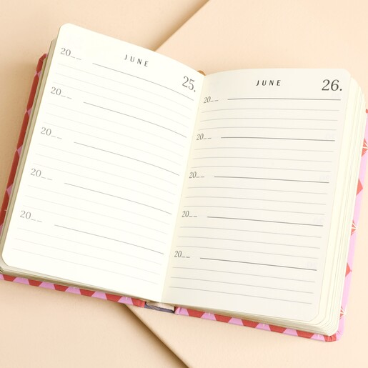 Inside pages of the five year memory book showing dated lined journal entries