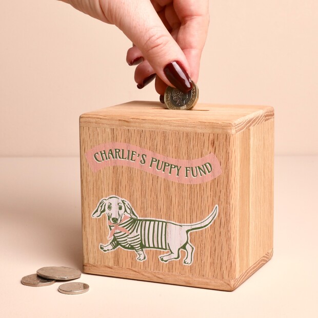 Personalised Name Puppy Fund Money Box