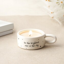 Brightest Star Ceramic Tealight Holder in White