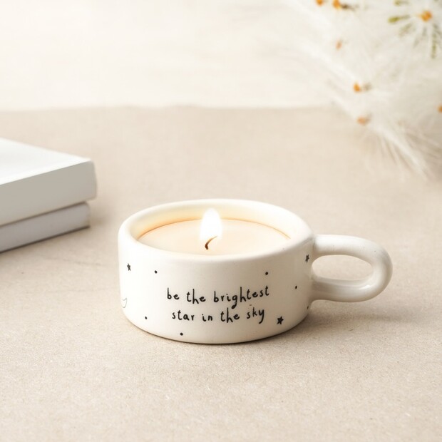 Brightest Star Ceramic Tealight Holder in White