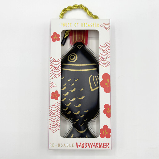 House of Disaster reusable hand warmer in patterned presentation packaging
