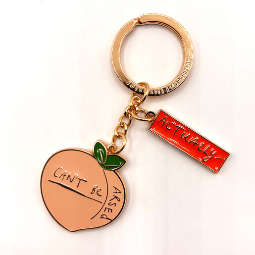 close up of peach keyring design