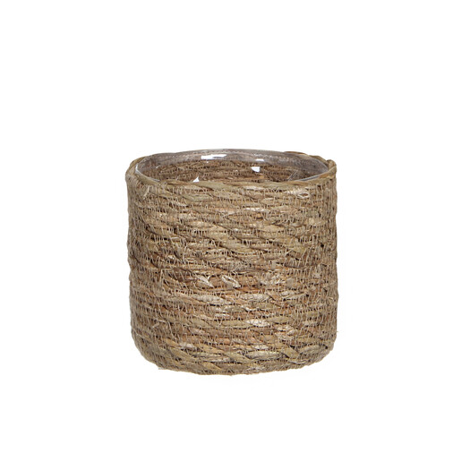 Edelman Atlantic woven seagrass indoor planter basket on white backdrop