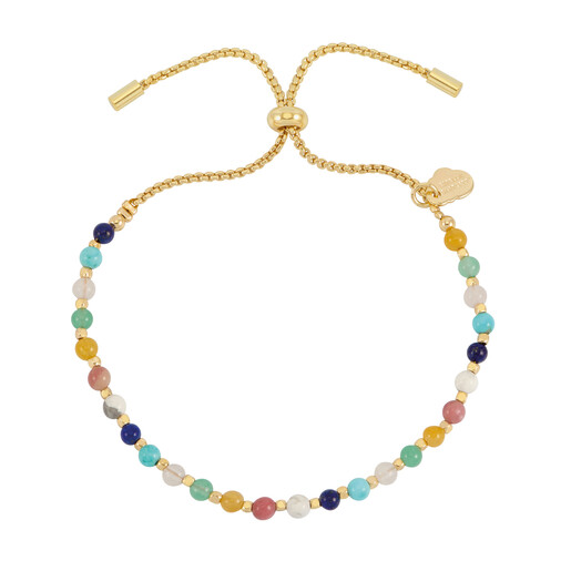 Estella Bartlett beaded gemstone bracelet with gold slider chain and cloud charm