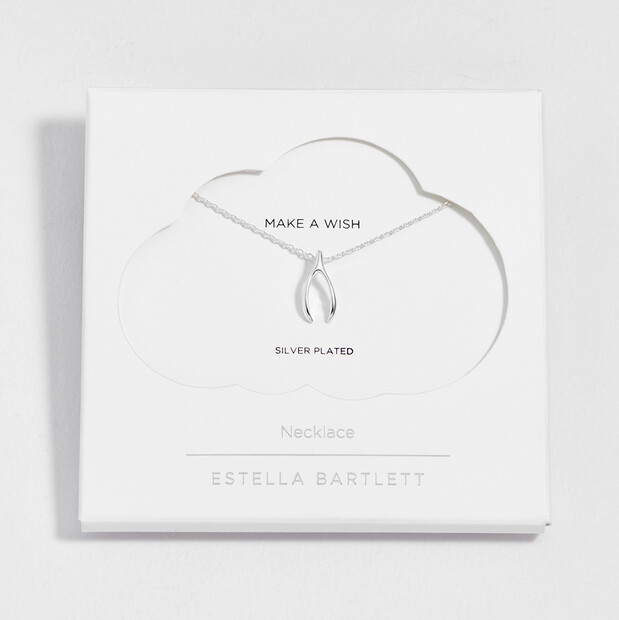 Estella Bartlett Wishbone Pendant Necklace in Silver