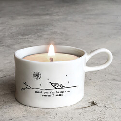 East of India Ceramic The Reason I Smile Tealight Holder