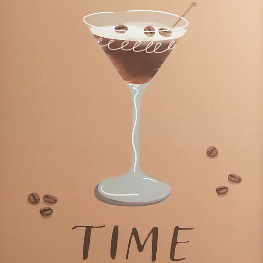 Close up of the espresso martini illustration and coffee bean print