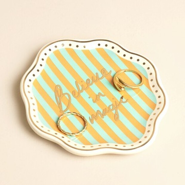 Stripe Ceramic Believe in Magic Trinket Dish