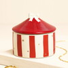 ceramic circus tent pot with a white bow
