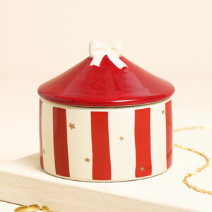 Red Ceramic Circus Tent Trinket Pot