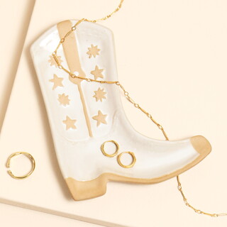Ceramic Cowboy Boot Trinket Dish