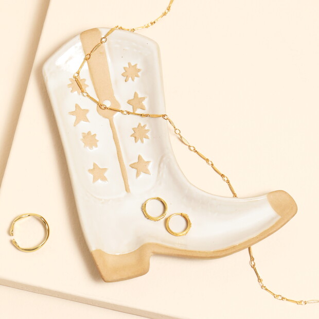 Ceramic Cowboy Boot Trinket Dish