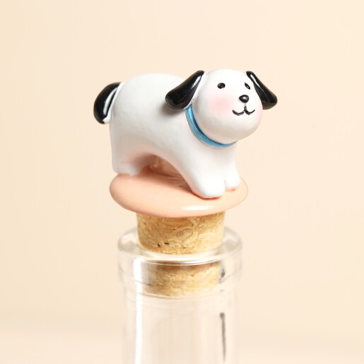 white dog cork bottle stopper