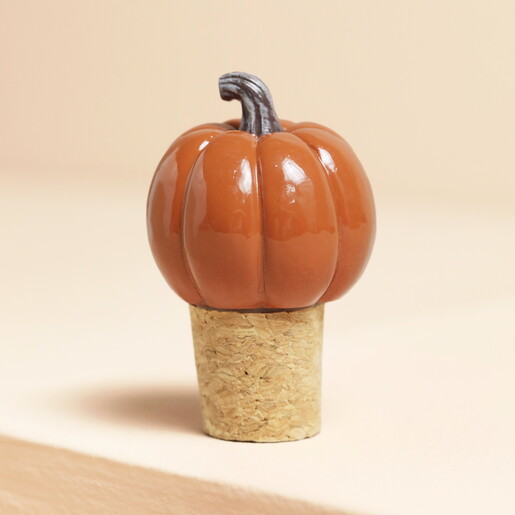 cork bottle stopper with resin pumpkin firgurine