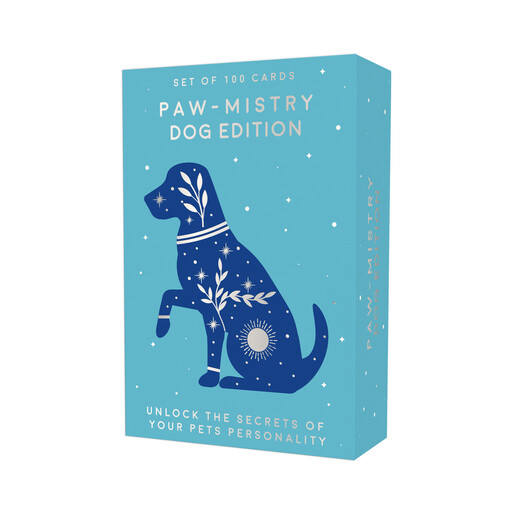 Paw-Mistry Dog Edition blue box featuring an illustrated dog and constellation pattern