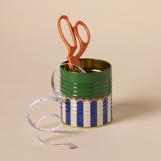 A Dopo Striped Tabletop Organiser Storage Tin