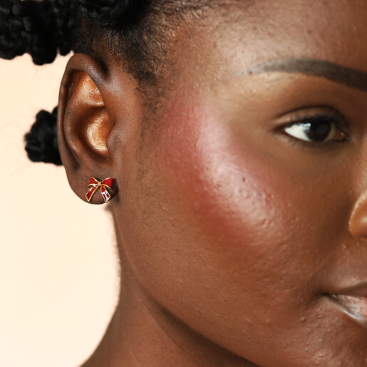 model shot of red earrings