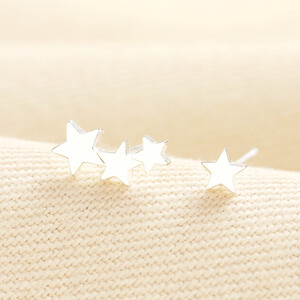 Mismatched Triple Star and Single Star Stud Earrings