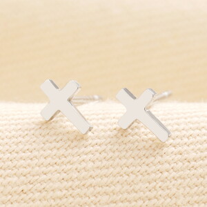 Stainless Steel Cross Stud Earrings
