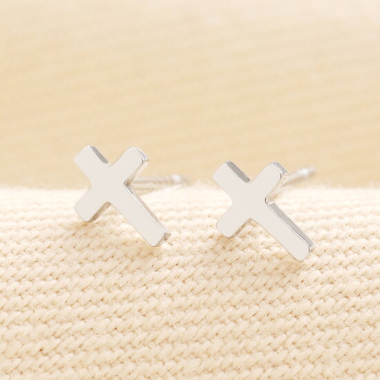Stainless Steel Cross Stud Earrings